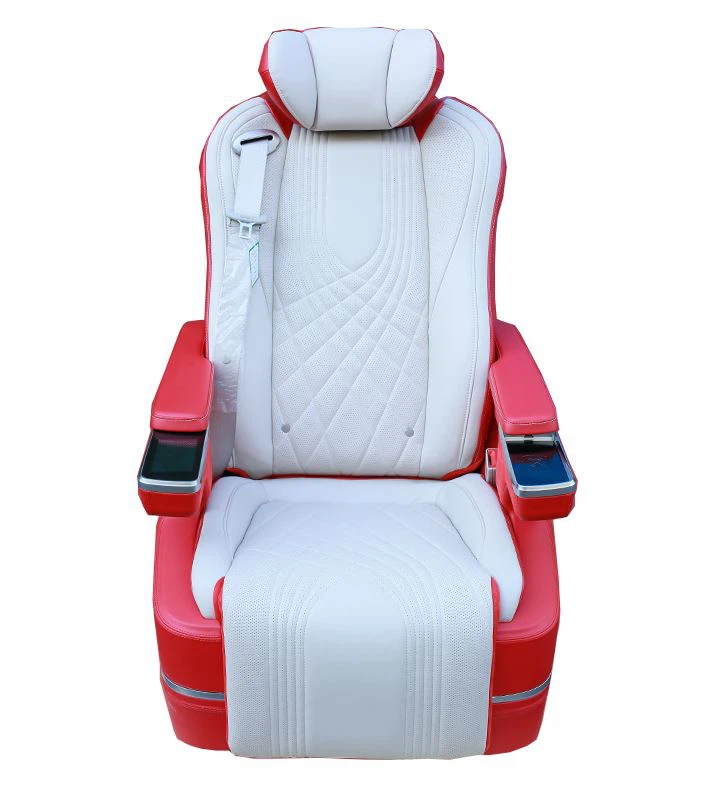 Red and white colorblock captain's chair in Toyota Sienna van