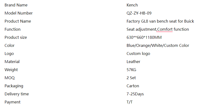 Car seat parameters Car seat parameters